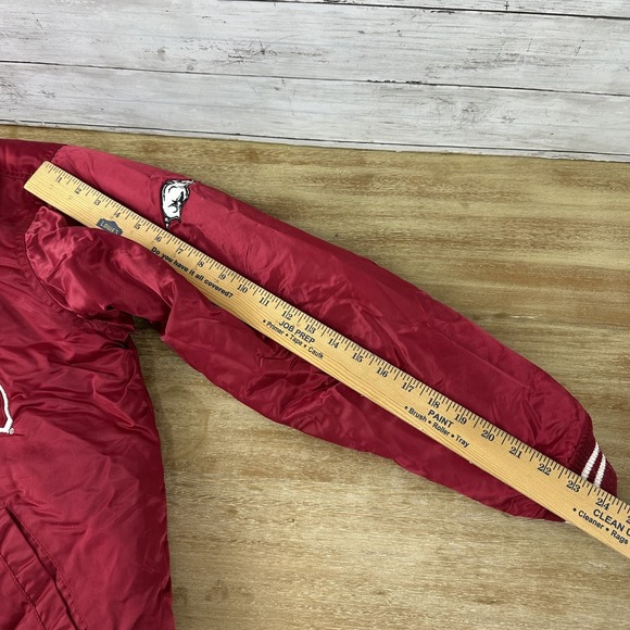 Arkansas Razorbacks Starter Jacket Mens Medium Red Satin Bomber NCAA SEC - Picture 11 of 14